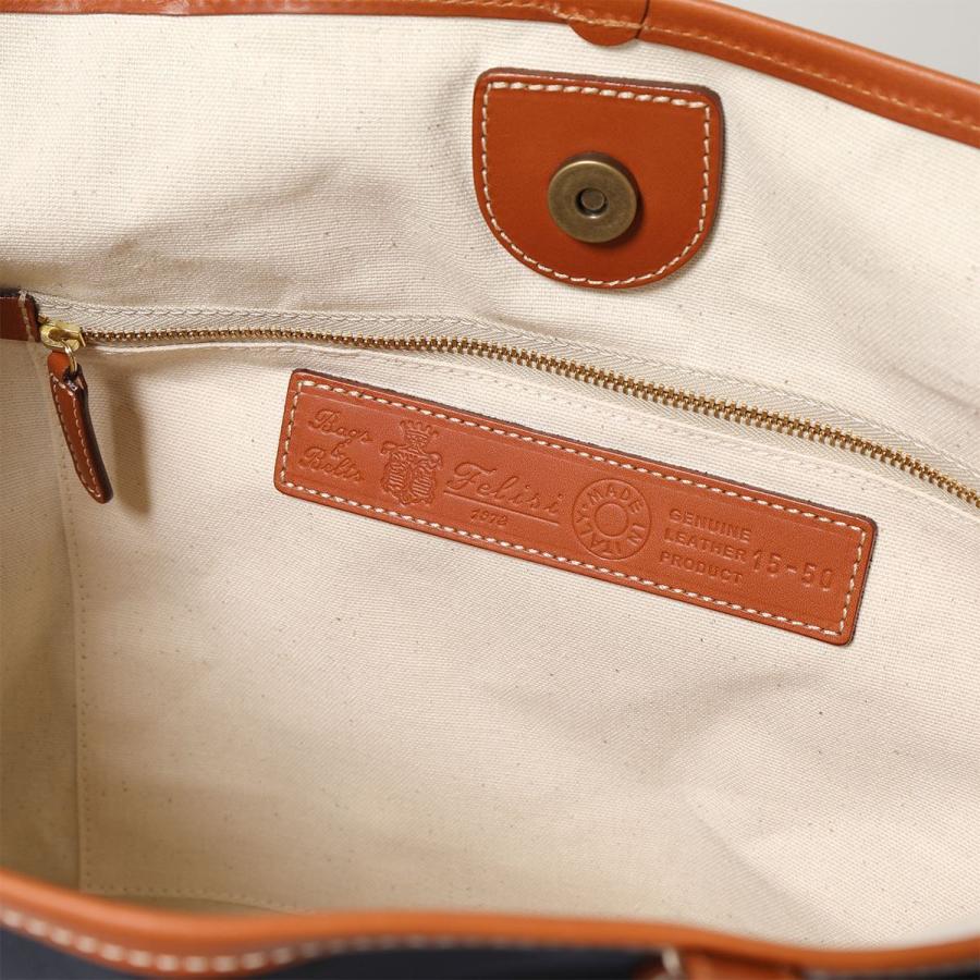 フェリージ トートバッグ オレンジA4収納 ナイロン×レザーレディース