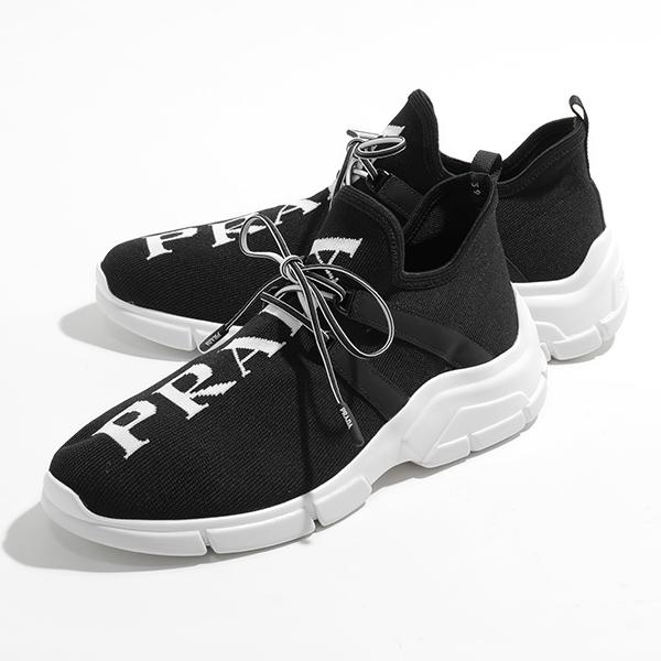 Prada プラダ 1e344l 3v98 F0967 ニットスニーカー レースアップシューズ 靴 Nero Bianco 靴 レディース インポートセレクト Musee 通販 Yahoo ショッピング