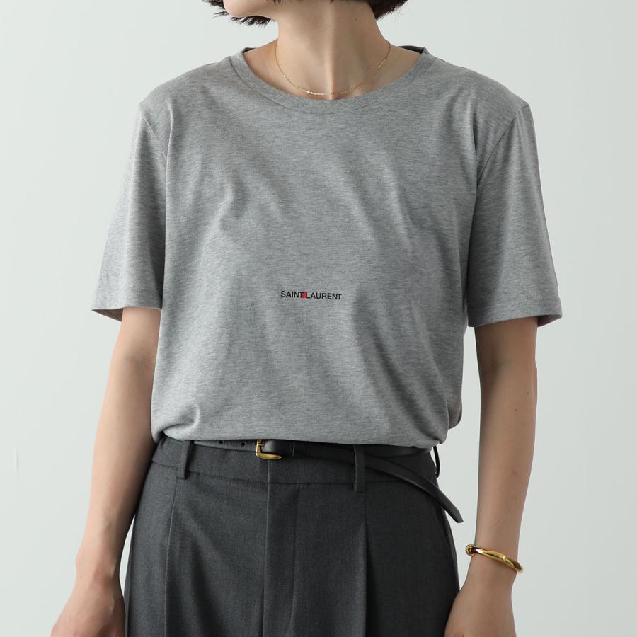 SAINT LAURENT サンローラン黒 半袖Tシャツ　ネックレス付属デザイン サンローラン Tシャツ レディース 半袖ブラック ホワイト 460876