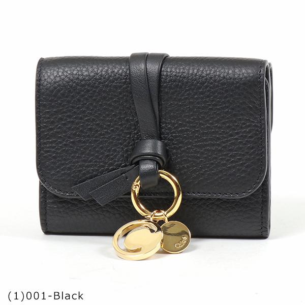 極美品✨クロエ　三つ折り財布　アルファベットチャーム　M　ブラック　付属品完備 Chloe（クロエ） 三つ折り財布 ALPHABET アルファベット CHC21WP945F57