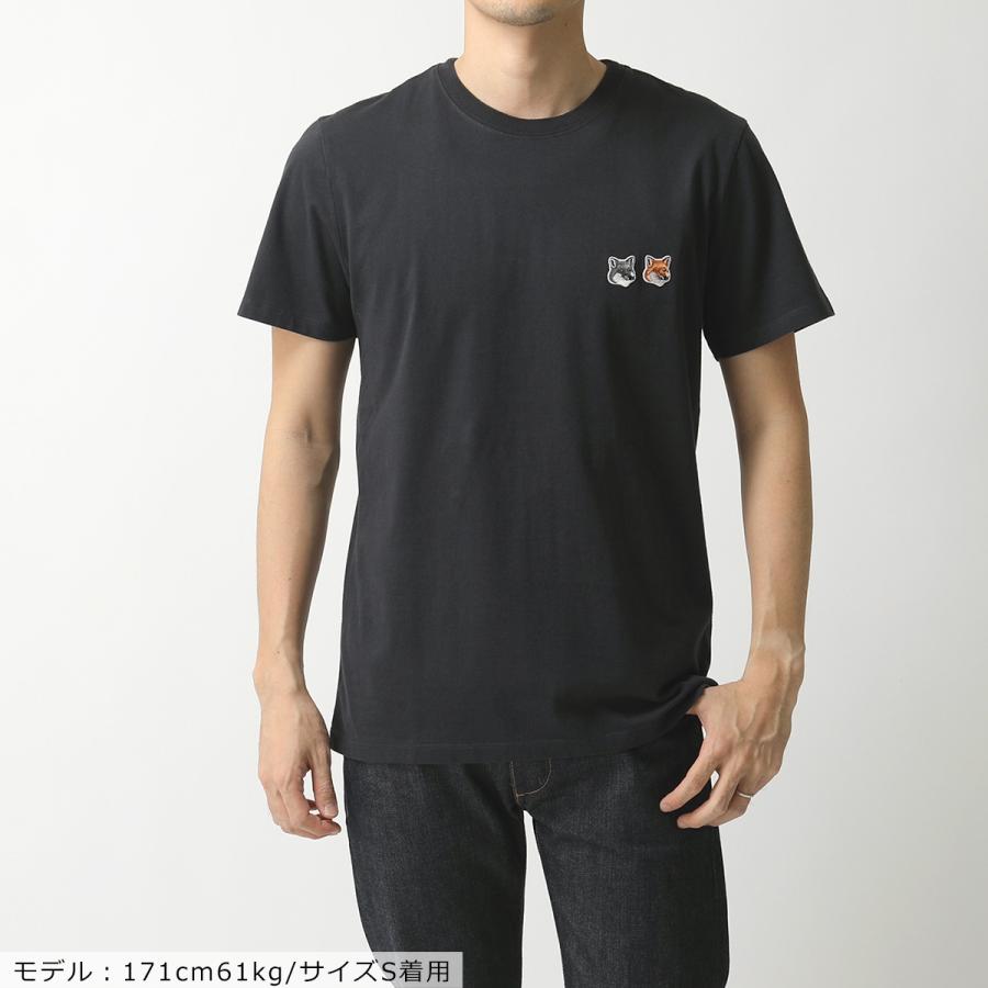 MAISON KITSUNE メゾンキツネ  半袖 Tシャツ BU00103KJ0008 W FOX HEAD PACH メンズ クルーネック カットソー カラー2色｜s-musee｜03