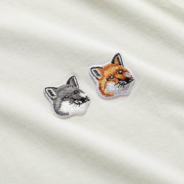 MAISON KITSUNE メゾンキツネ  半袖 Tシャツ BU00103KJ0008 W FOX HEAD PACH メンズ クルーネック カットソー カラー2色｜s-musee｜06