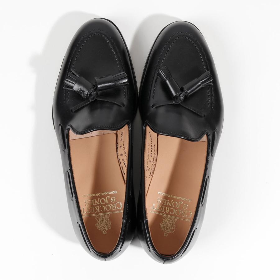 CROCKETT&JONES クロケットアンドジョーンズ タッセル ローファー 29376A C01L1 Cavendish 2 キャベンディッシュ メンズ ワイズE 革靴 BLACKの画像