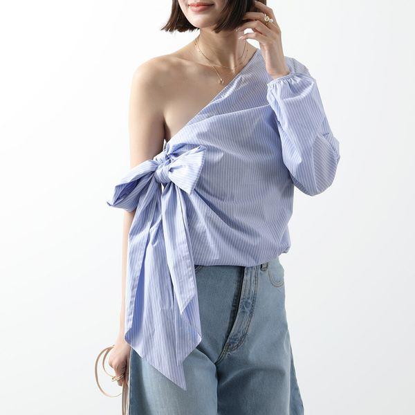 N°21（ヌメロヴェントゥーノ） ブラウス PINSTRIPE ONE-SHOULDER TOP
