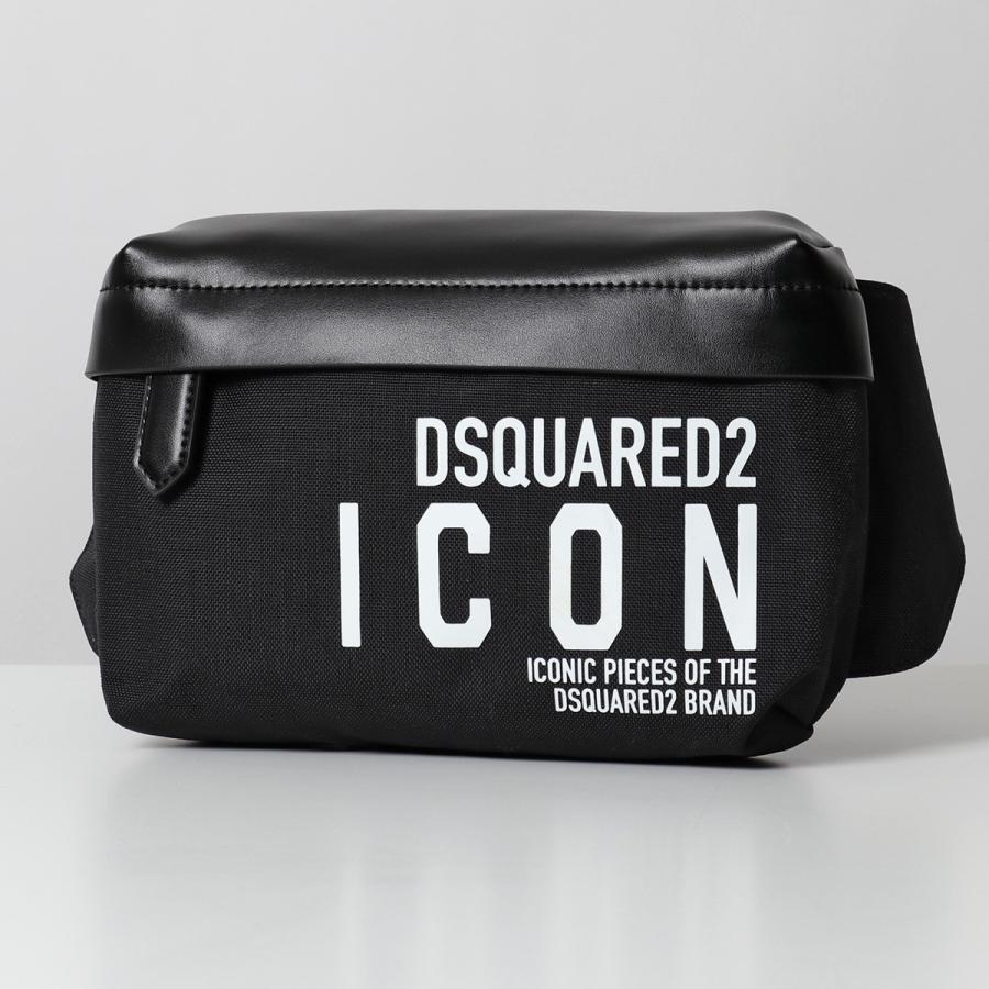 DSQUARED2 ディースクエアード BBM0011 11702649 M063  ICON アイコン ナイロン×レザー ベルトバッグ ボディバッグ ウエストバッグ NERO+BIANCO 鞄 メンズ