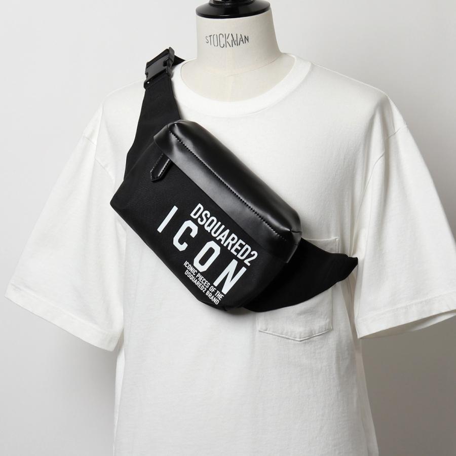 DSQUARED2 ディースクエアード BBM0011 11702649 M063  ICON アイコン ナイロン×レザー ベルトバッグ ボディバッグ ウエストバッグ NERO+BIANCO 鞄 メンズ 人気・おすすめ｜使いやすい・旅行におすすめ 品質保証 全国発送 正規品・日本国内発送・安心保証付き