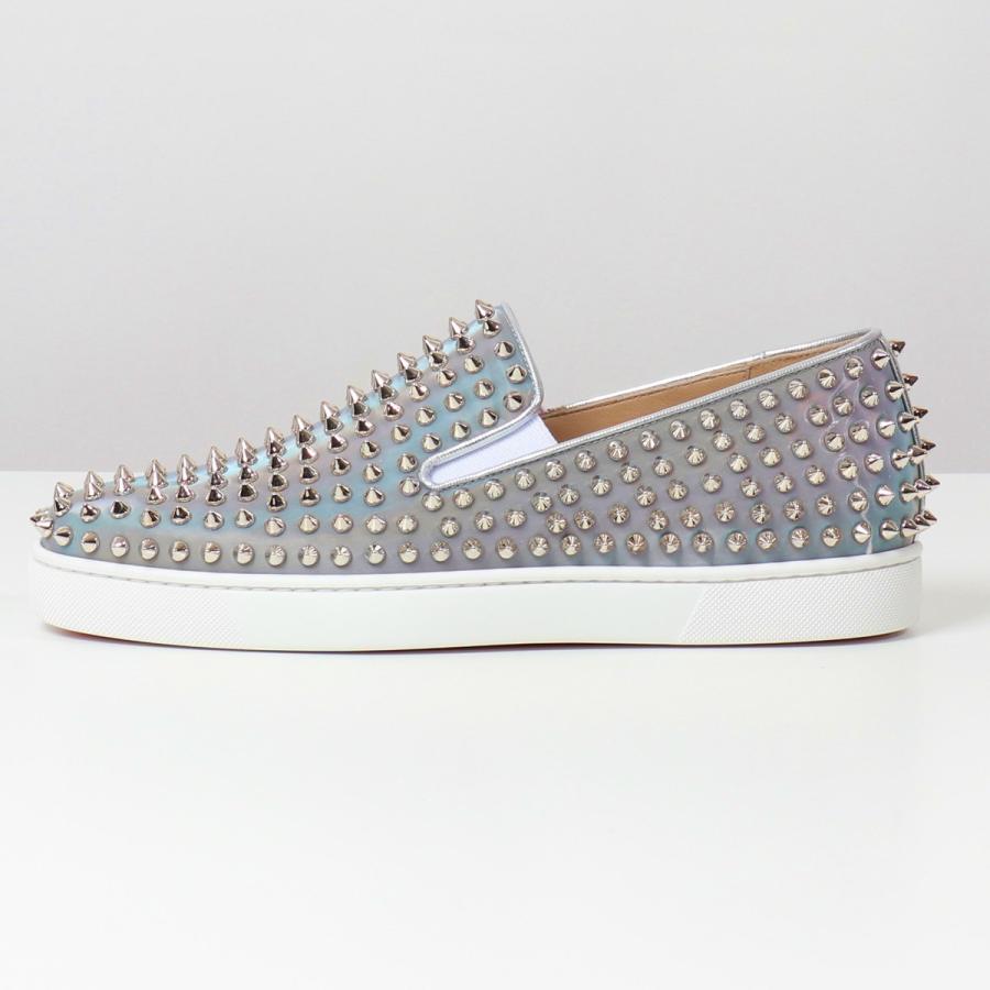 [大特価] Christian Louboutin クリスチャンルブタン 1201044 Roller Boat スタッズ装飾 レザー スリッポン ローカットスニーカー 靴 Ｍ251/MULTI-SILVER メンズ 【YW1412424246】(50952円)