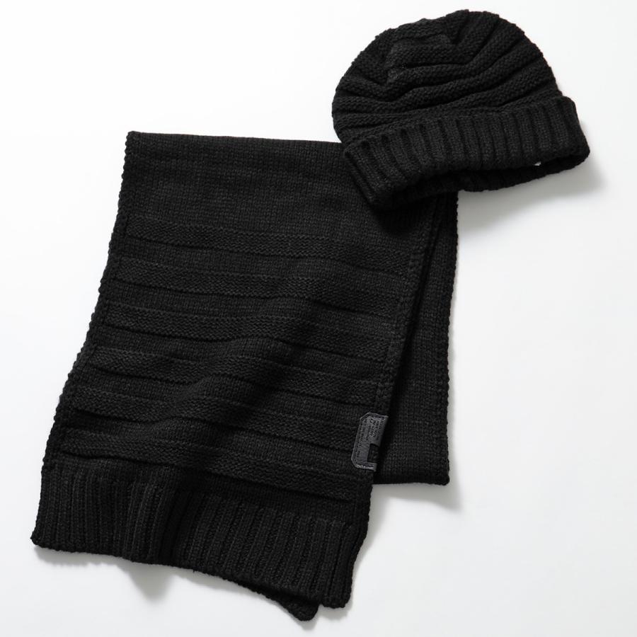 Diesel ディーゼル メンズ レディース ニットマフラー ウール混 マフラーセット ニットキャップ 帽子 ニット帽 男女兼用 バイカラー