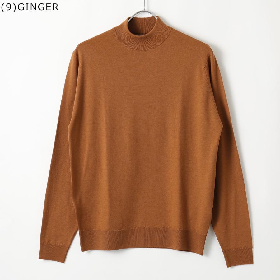 美品 L/モックネック／ジョンスメドレーメリノウールニット 現行 希少 ブラウン JOHN SMEDLEY（ジョンスメドレー） ニットトップス WALTON MODERN FIT