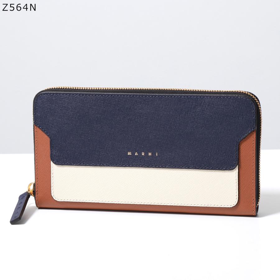 MARNIマルニ サフィアーノレザー 長財布 ロゴ ラウンドファスナー MARNI（マルニ） ラウンドファスナー長財布 PFMOE11U21 PFMOE11U09