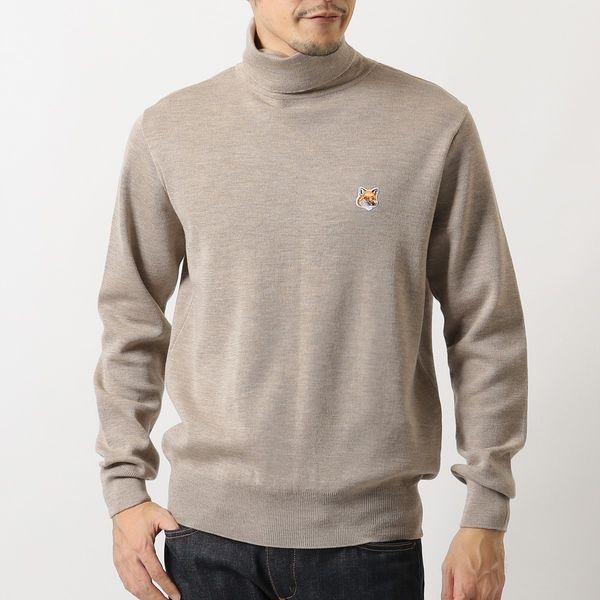 Maison Kitsune メゾンキツネ ニット Hmkt1036 Fox Head Patch メンズ タートルネック ウール Beige Melange インポートセレクト Musee 通販 Yahoo ショッピング