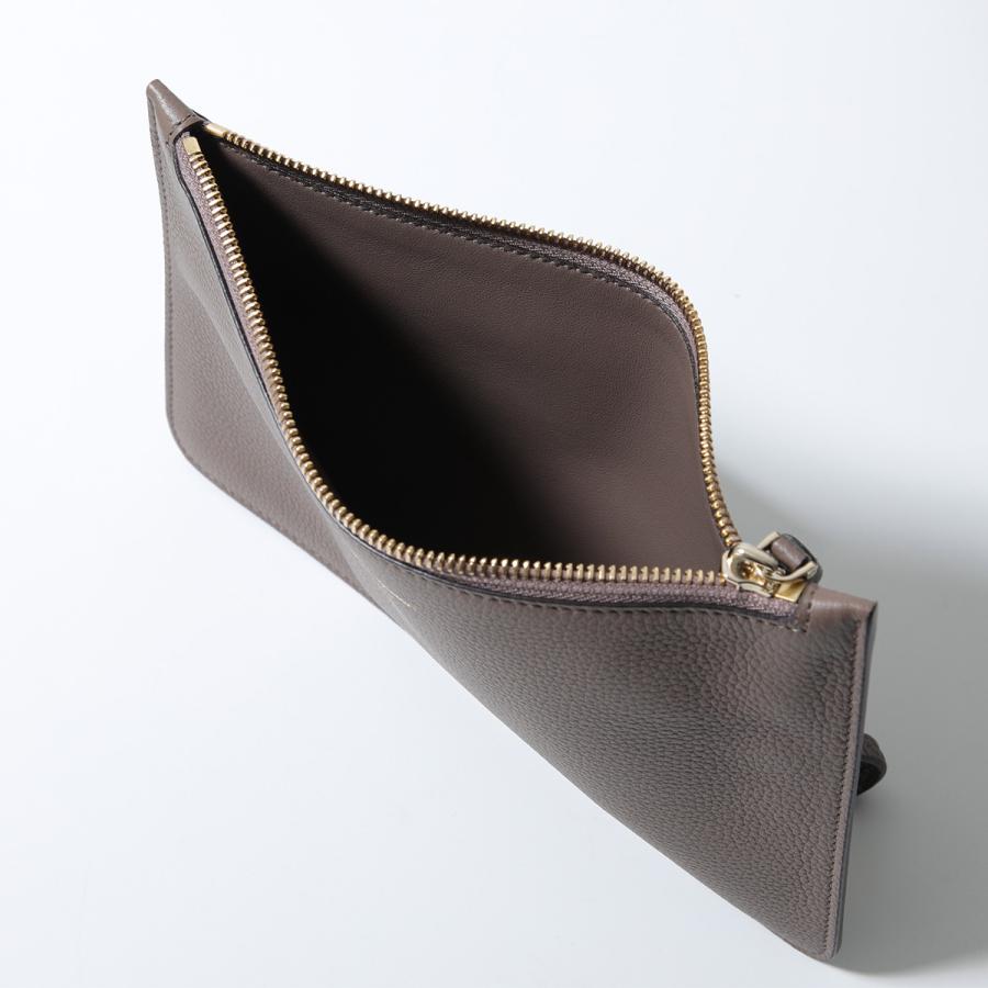 【美品】Ferragamo　アクセサリーポーチ レザー ファー ガンチーニ 茶色 FERRAGAMO（フェラガモ） ハンドバッグ STUDIO BAG 21 H159 レディース