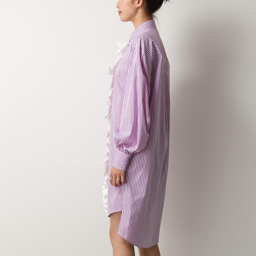 MSGM エムエスジーエム 3041 MDA02Y ストライプ フリル シャツ  