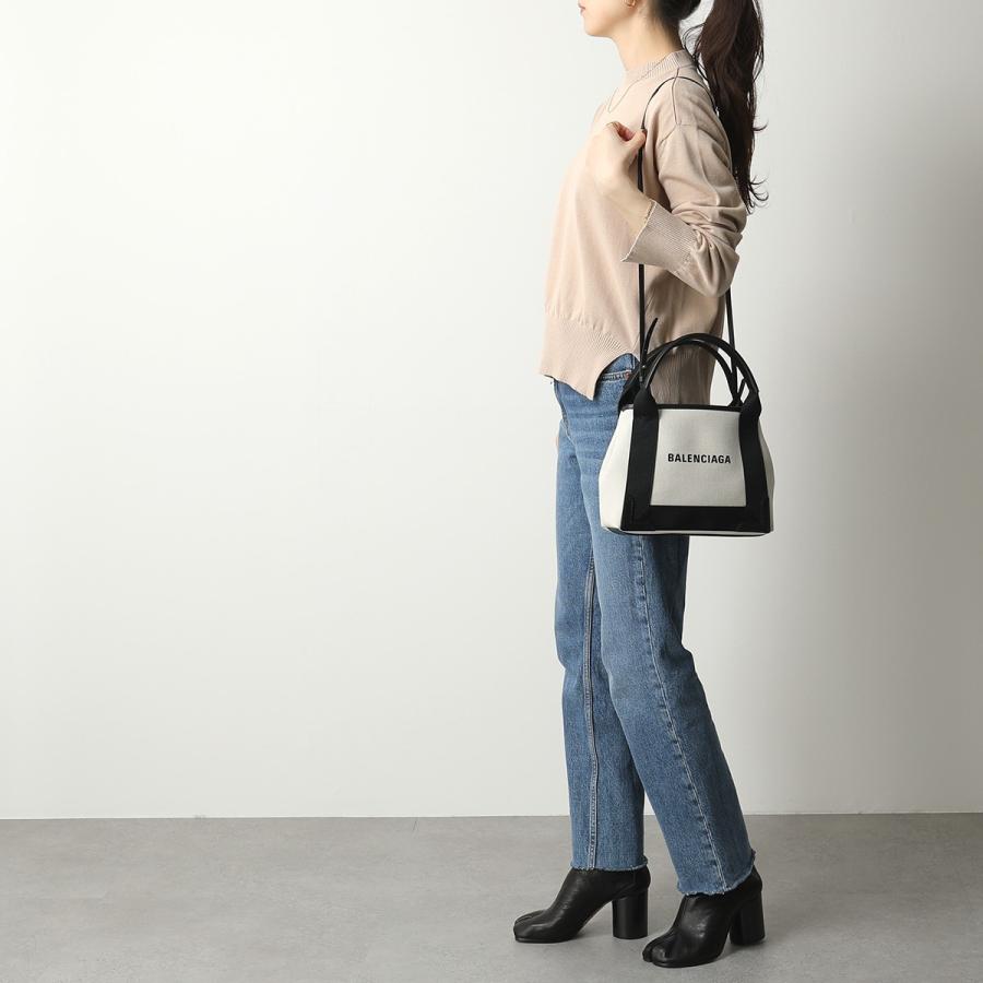 BALENCIAGA バレンシアガ 390346 2HH3N NAVY CABAS XS AJ キャンバス トートバッグ ショルダーバッグ ポーチ付き 鞄 9260/NATURAL-BLACK レディース｜s-musee｜06