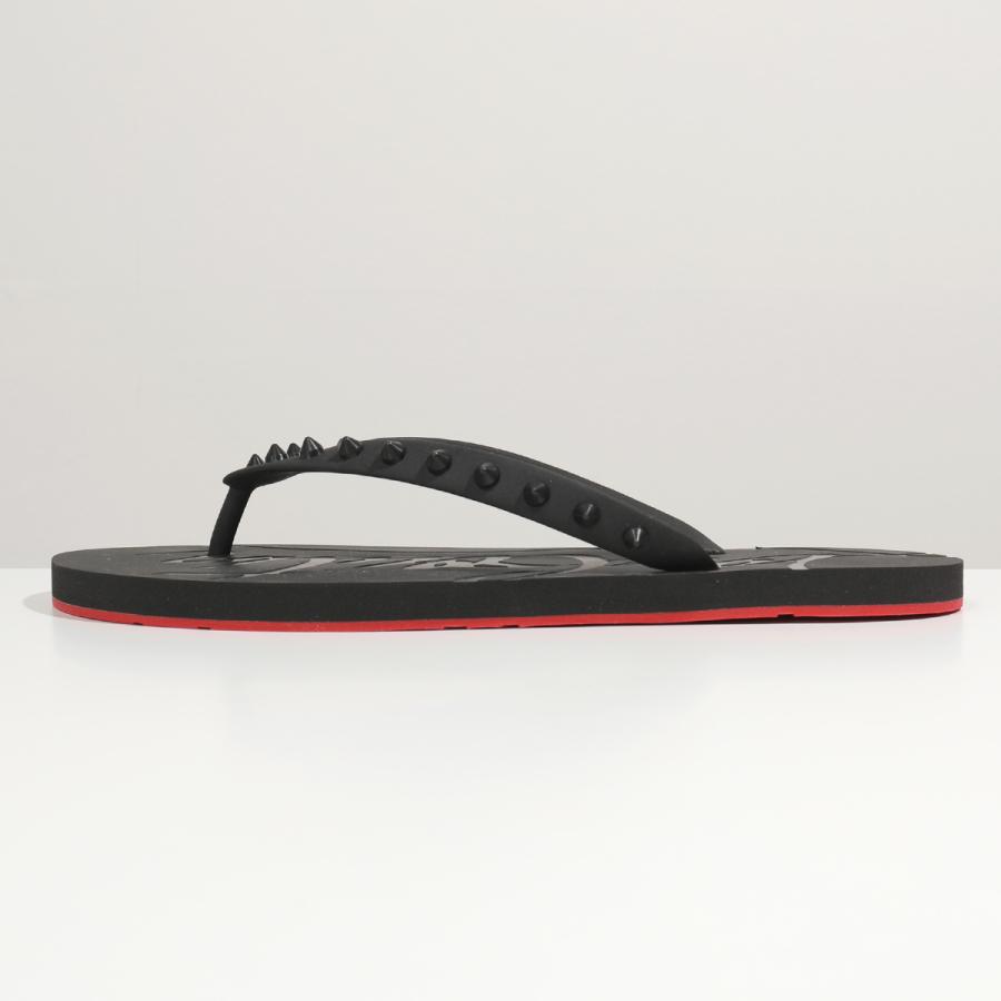 Christian Louboutin クリスチャンルブタン 1201016 Loubi Flip ルビ フリップ スタッズ装飾 ラバーサンダル  ビーチサンダル 靴 BK01/BLACK メンズ