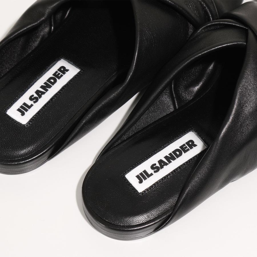 人気 JIL SANDER ジルサンダー レザー クロス フラット サンダル