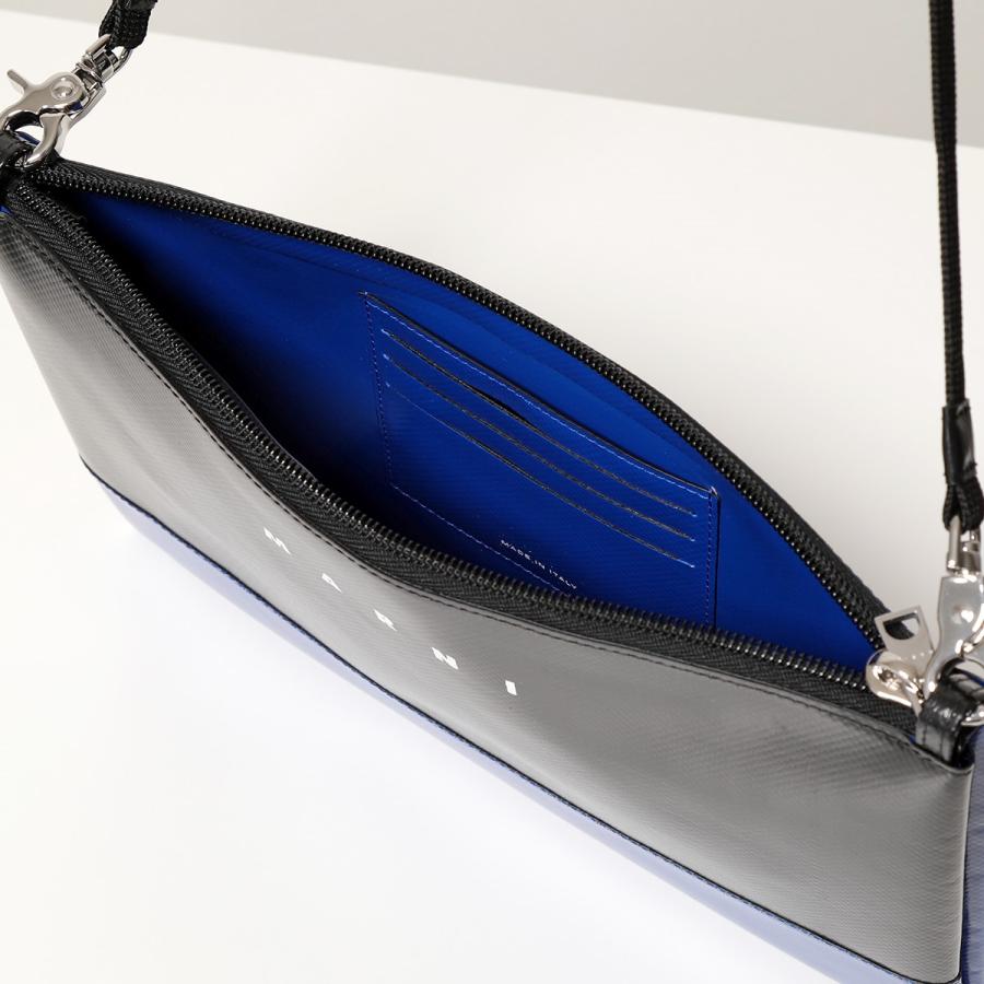 MARNI ショルダーバッグ 青/黒　PVC 中古・古着通販】MARNI (マルニ) PVCショルダーバッグ ブラックブルー