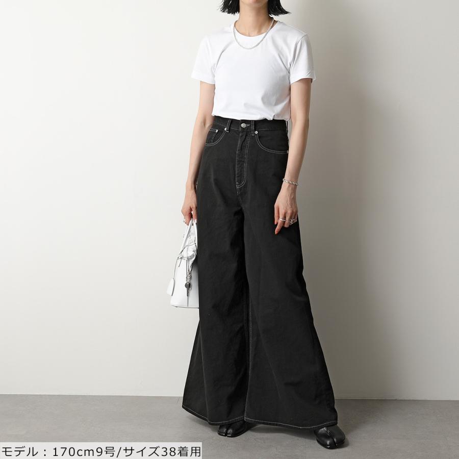 MM6 マルジェラ ワイド フレア デニム パンツ 黒 袴パンツ-
