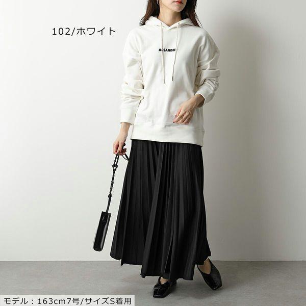 ジルサンダー J+刺繍 オーバーサイズ フーディ ホワイト スウェットパーカー ジルサンダー レディース パーカー JIL SANDER ブランド トップス 長袖