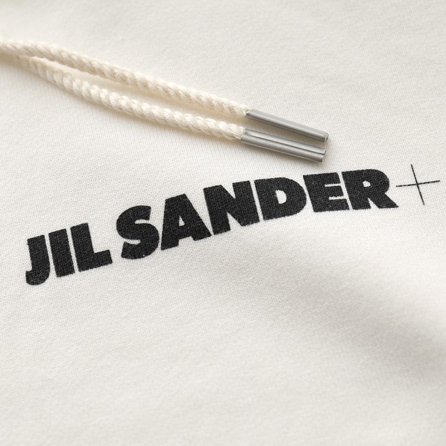 ジルサンダー J+刺繍 オーバーサイズ フーディ ホワイト スウェットパーカー ジルサンダー レディース パーカー JIL SANDER ブランド トップス 長袖