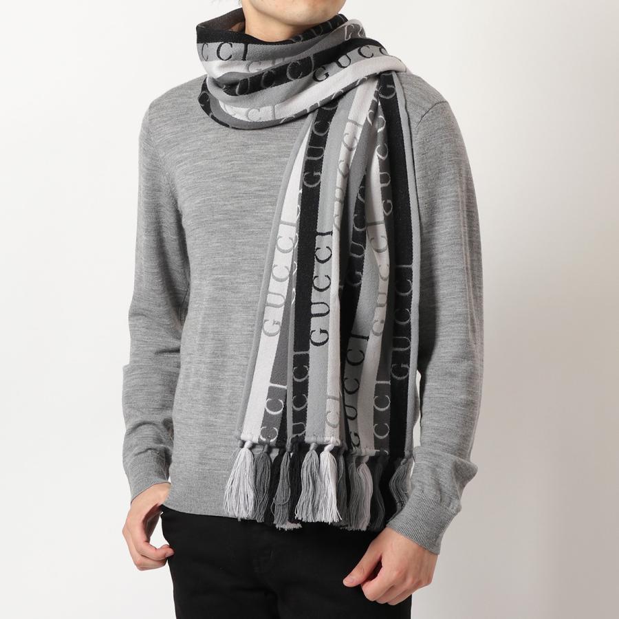 極美品□GUCCI/グッチ 634166 ストライプ/ロゴ柄 フリンジ ニット