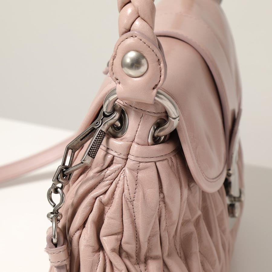 miu MIUMIU ミュウミュウ 5BC086 2DNV VIT SHINE レザー ハンドバッグ 