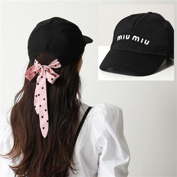 miu miu（ミュウミュウ） 5HC256 2DOQ コットン キャップ 立体ロゴ刺繍