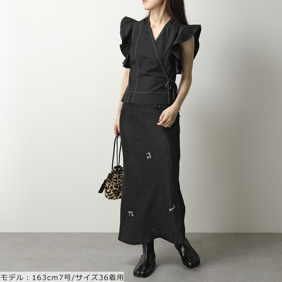 GANNI（ガニー） F6036 6246 ノースリーブ ラッフル ラップ ブラウス