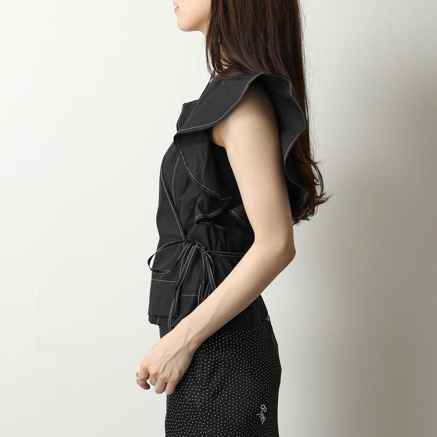 GANNI ラッフルラップブラウス GANNI（ガニー） F6036 6246 ノースリーブ ラッフル ラップ ブラウス