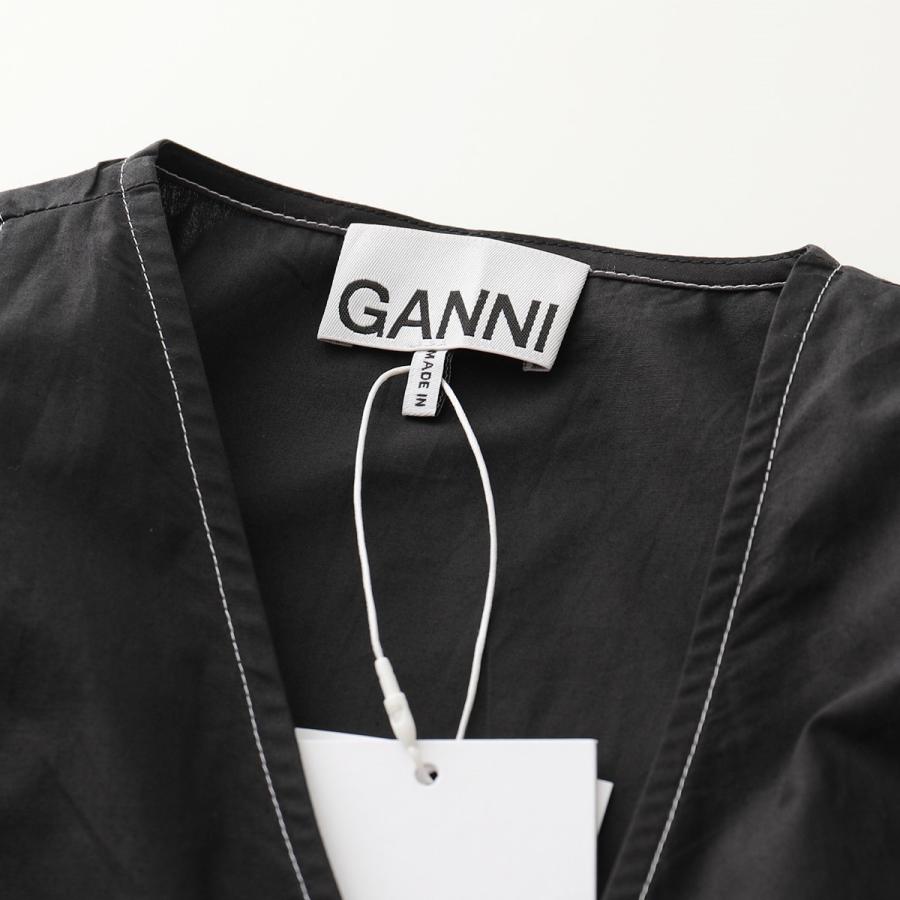 GANNI（ガニー） F6036 6246 ノースリーブ ラッフル ラップ ブラウス