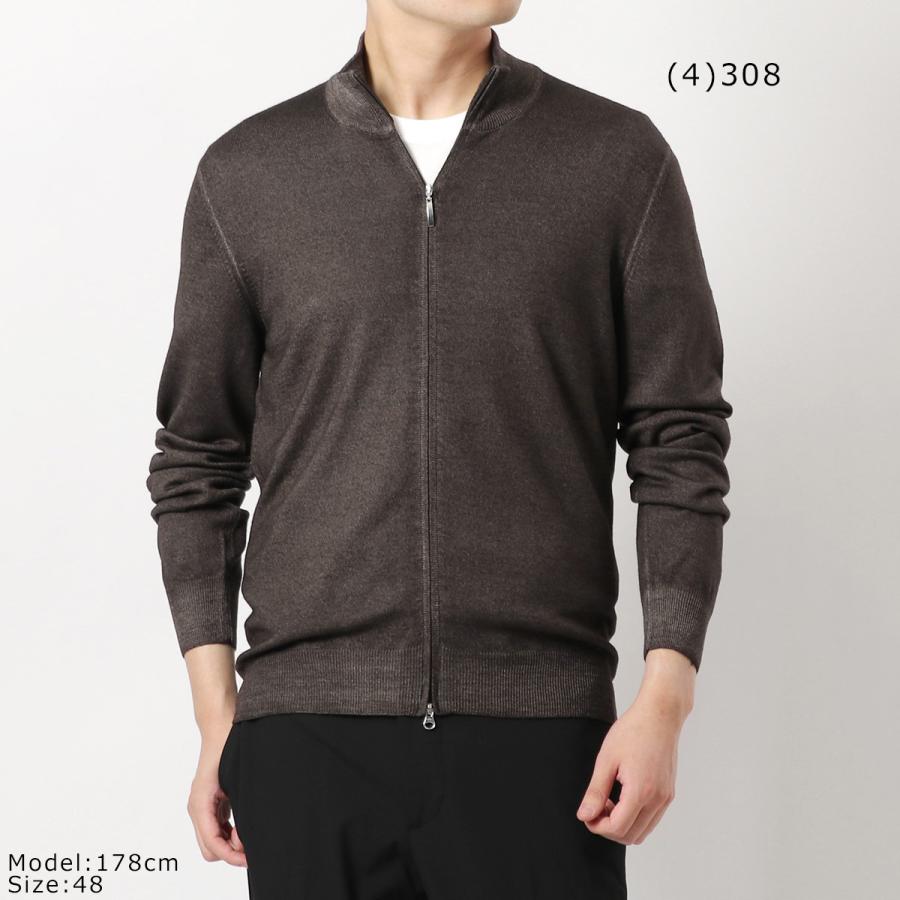 【極美品】グランサッソ12ゲージ 秋冬 ジップアップ ニット ネイビー 44 GRAN SASSO（グランサッソ）12ゲージウールスタンドカラージップニット