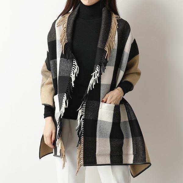BURBERRY（バーバリー） 8021949 カシミヤ混ウール フリンジ ケープ