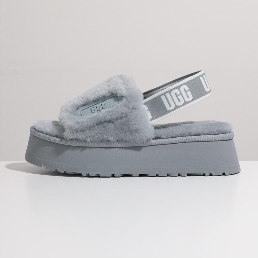 UGG アグ プラットフォーム サンダル DISCO SLIDE ディスコ スライド 1112258 レディース シープスキン ファー ストラップ  ロゴ 厚底 靴 カラー2色