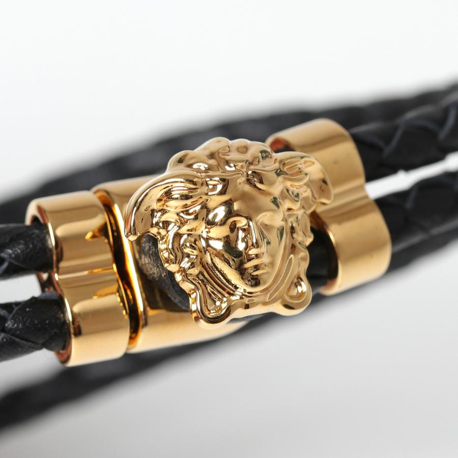 versace ブレスレット ラ メドゥーサ レザー ブレスレット ブラック