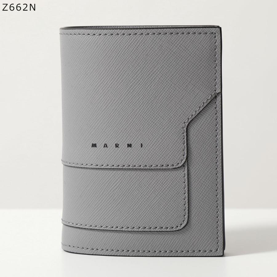 【MARNI】マルニ　サフィアーノカーフスキン二つ折りウォレット　二つ折り財布 マルニ ミニ財布 サフィアーノ 二つ折りミニウォレット おしゃれ