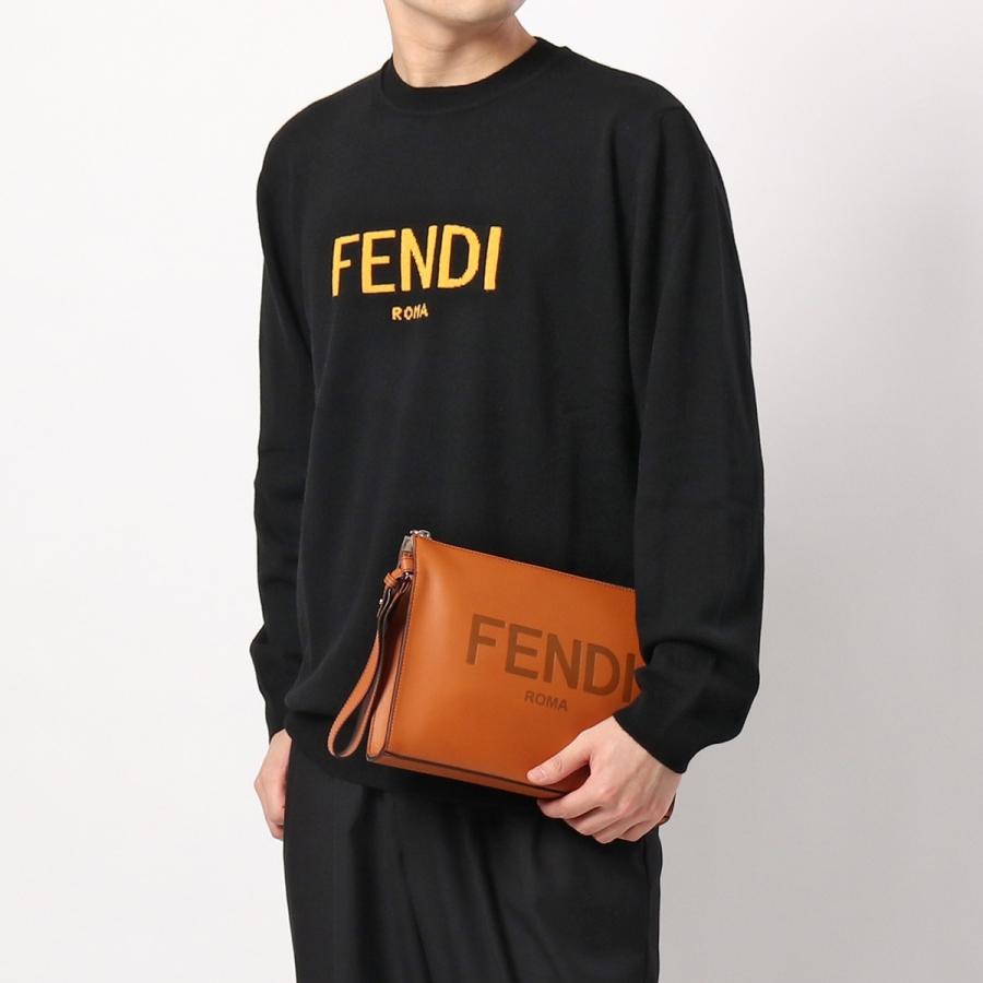 フェンディ 7VA491 ズッカ ブラウン レザー クラッチバッグ ユニ