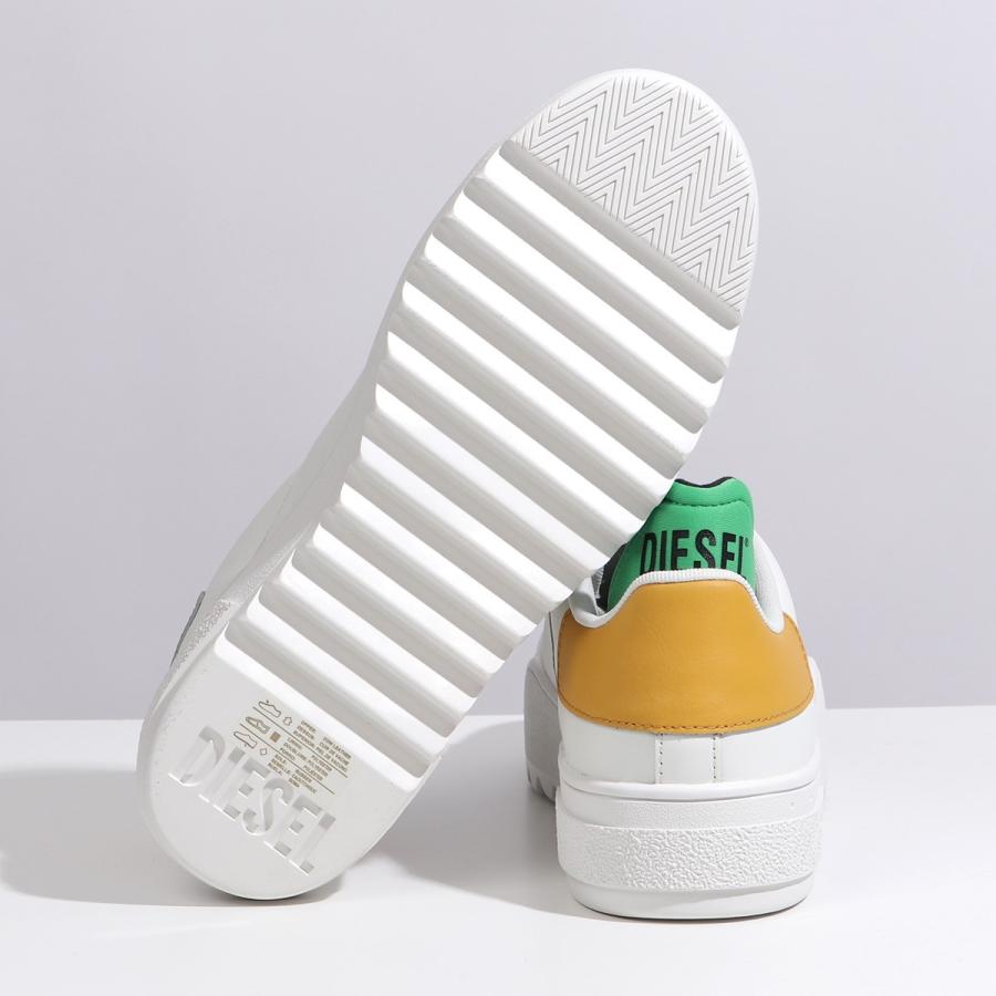 DIESEL ディーゼル スニーカー S-SHIKA LOW LACE Y02669 P4262 メンズ レザー ローカット シューズ 靴 H8811/White-Yellow-Green｜s-musee｜03