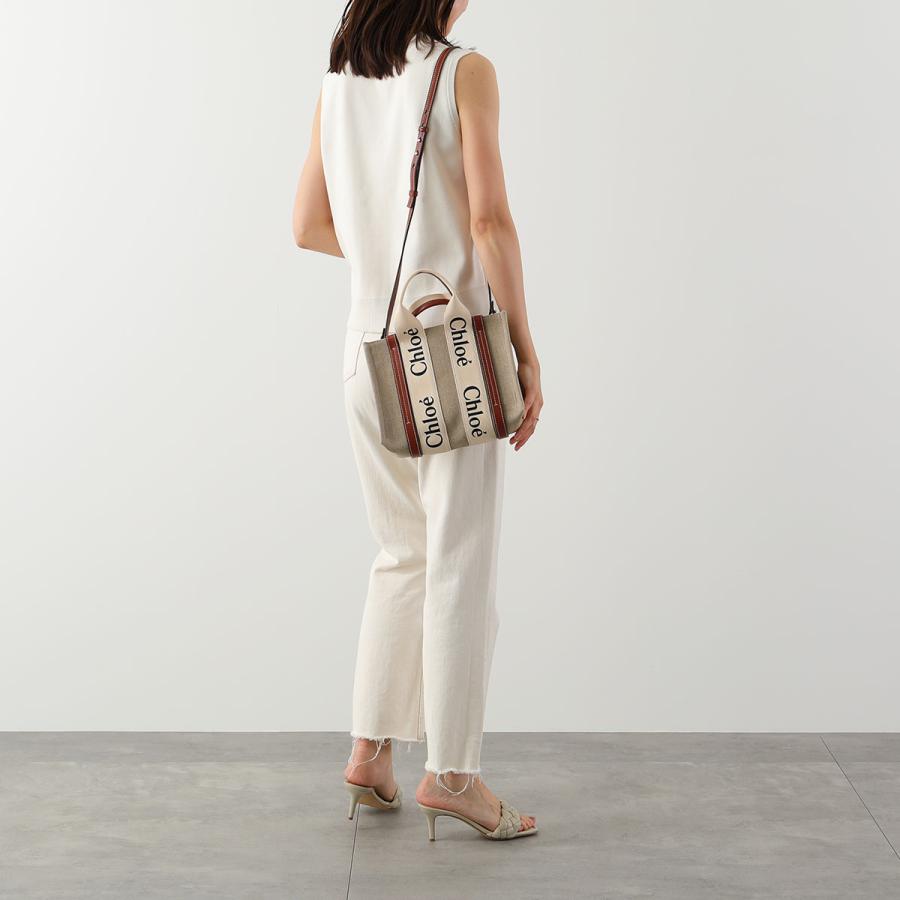 Chloe クロエ WOODY SMALL TOTE ウッディー スモール ロゴクロスボディショルダーバッグ ホワイト/ブラウン レディース Chloe（クロエ） トートバッグ WOODY SMALL ウッディ スモール
