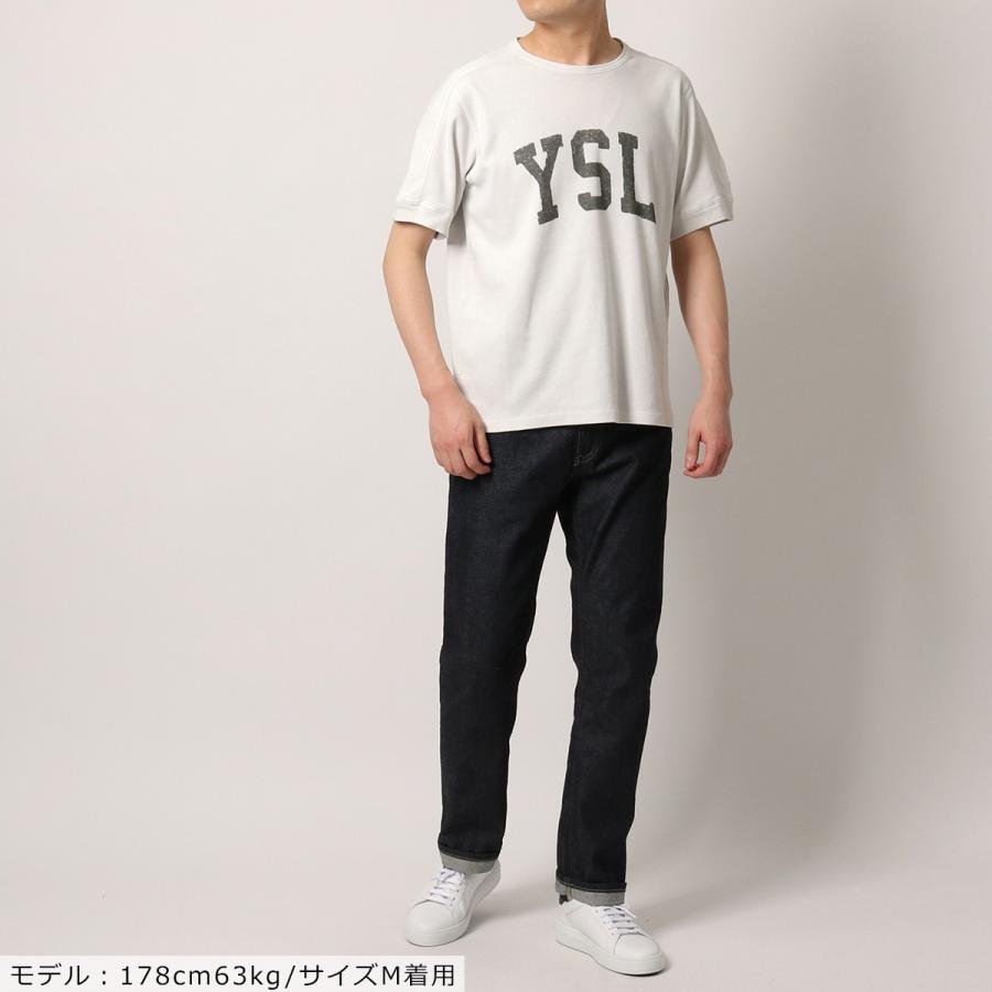 SAINT LAURENT サンローラン Tシャツ 667856 Y36JG メンズ YSL ヴィンテージロゴ クルーネック 半袖 ロゴT カットソー  袖刺繍 9766