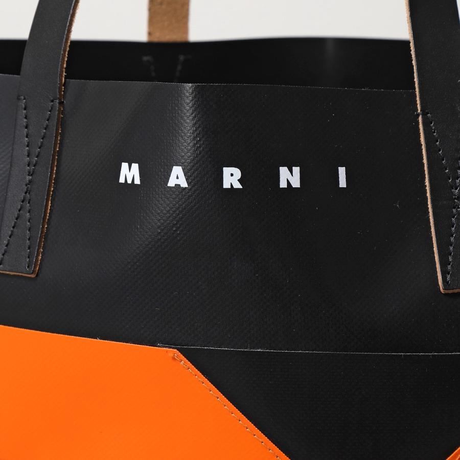 MARNI マルニ トートバッグ バーチカル PVC ブラック×ブラウン 【公式