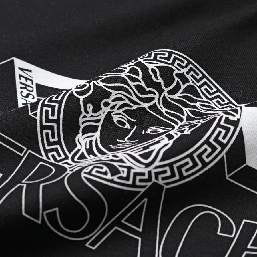 VERSACE ヴェルサーチ Tシャツ 1003906 1A02800 メンズ クルーネック カットソー 半袖 メドゥーサ ロゴ 1B000/Black