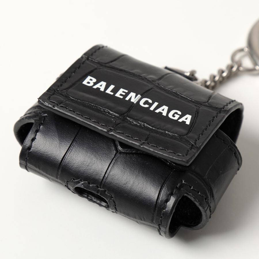 BALENCIAGA バレンシアガ イヤホンケース 655679 1ROP3 CASH AIRPODS PRO メンズ レディース クロコダイル  レザー ロゴ エアポッズ 1000/BLACK-LWHITE