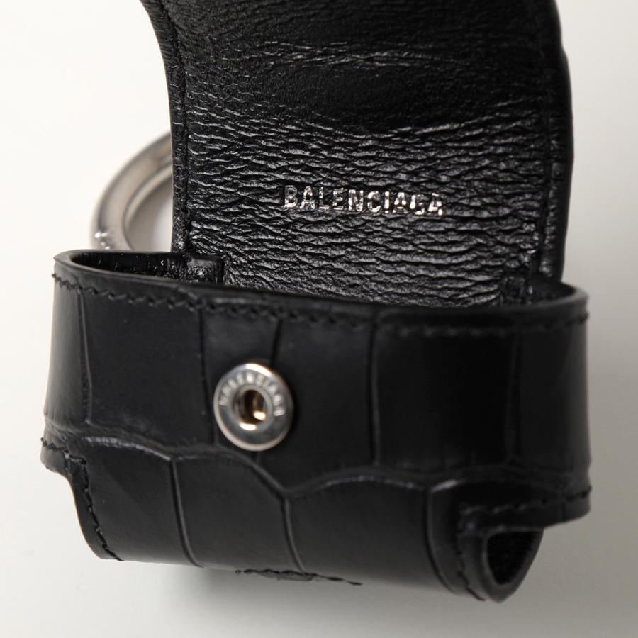 BALENCIAGA バレンシアガ イヤホンケース 655679 1ROP3 CASH AIRPODS PRO メンズ レディース クロコダイル  レザー ロゴ エアポッズ 1000/BLACK-LWHITE