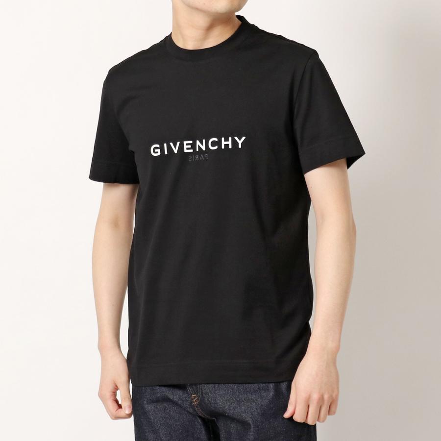 GIVENCHY ジバンシィ Tシャツ BM71653Y6B メンズ リバース スリム 半袖 クルーネック カットソー ロゴ 001/BLACK｜s-musee｜05