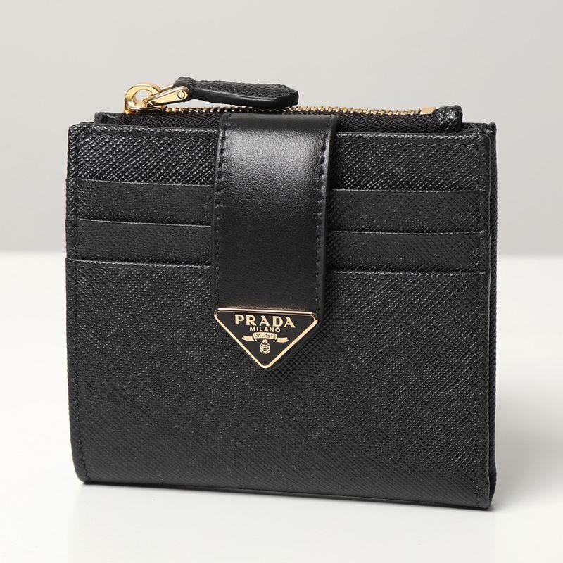 PRADAプラダ 二つ折り財布 サフィアーノレザー 黒×オレンジ カード8枚収納 PRADA（プラダ） 二つ折り財布 1ML047 2DYG レディース レザー