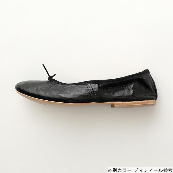美品 ポルセリ A.P.C レザー バレエシューズ フラット ブラック リボン A.P.C. (アーペーセー) BALLERINE PORSELLI / バレエシューズ