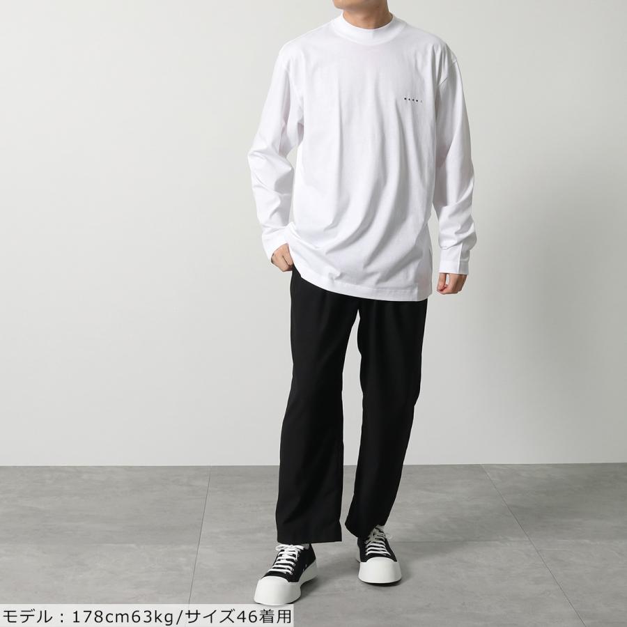 MARNI マルニ カットソー HUMU0242X0 UTCZ57 メンズ 長袖Tシャツ ロンT モックネック オーバーサイズ ちびロゴT 刺繍  カラー2色