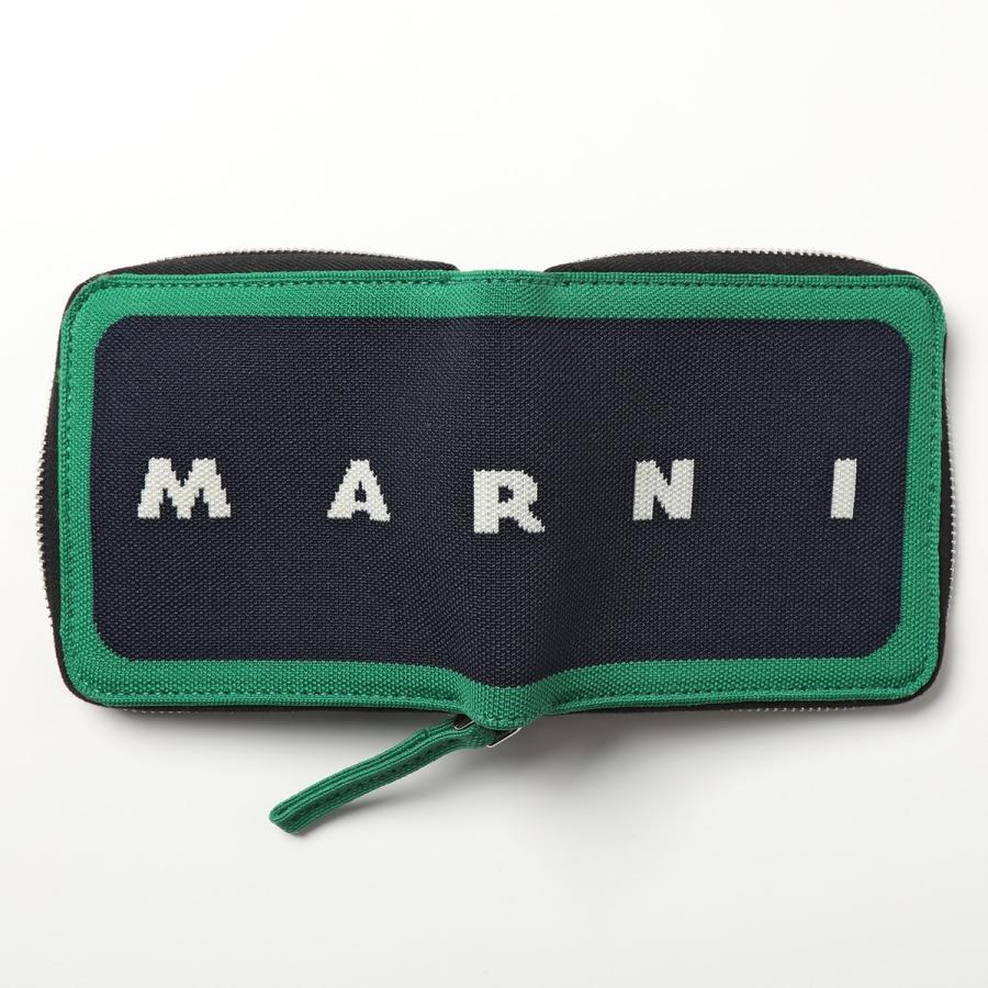 美品 MARNI マルニ 二つ折り財布 ジャガード ロゴ ラウンドファスナー MARNI（マルニ） 二つ折り財布 PFMI0050Q0 P4547 メンズ ラウンド