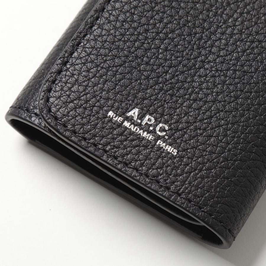 APC A.P.C. アーペーセー キーケース keycase hlro PXBLH H63475 メンズ キーリング付き レザー 6連 ロゴ  LZZ/NOIR