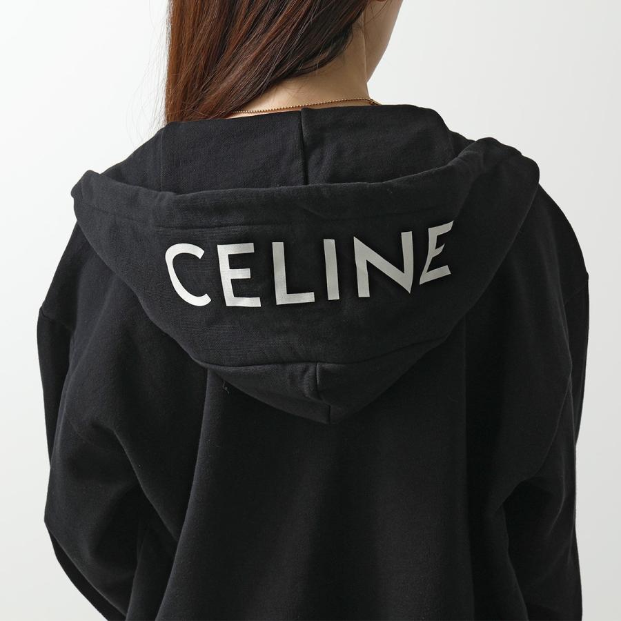 CELINE セリーヌ パーカー 2Y535052H.38AW レディース フード クロップド スウェット ジップアップ ロゴ プリント